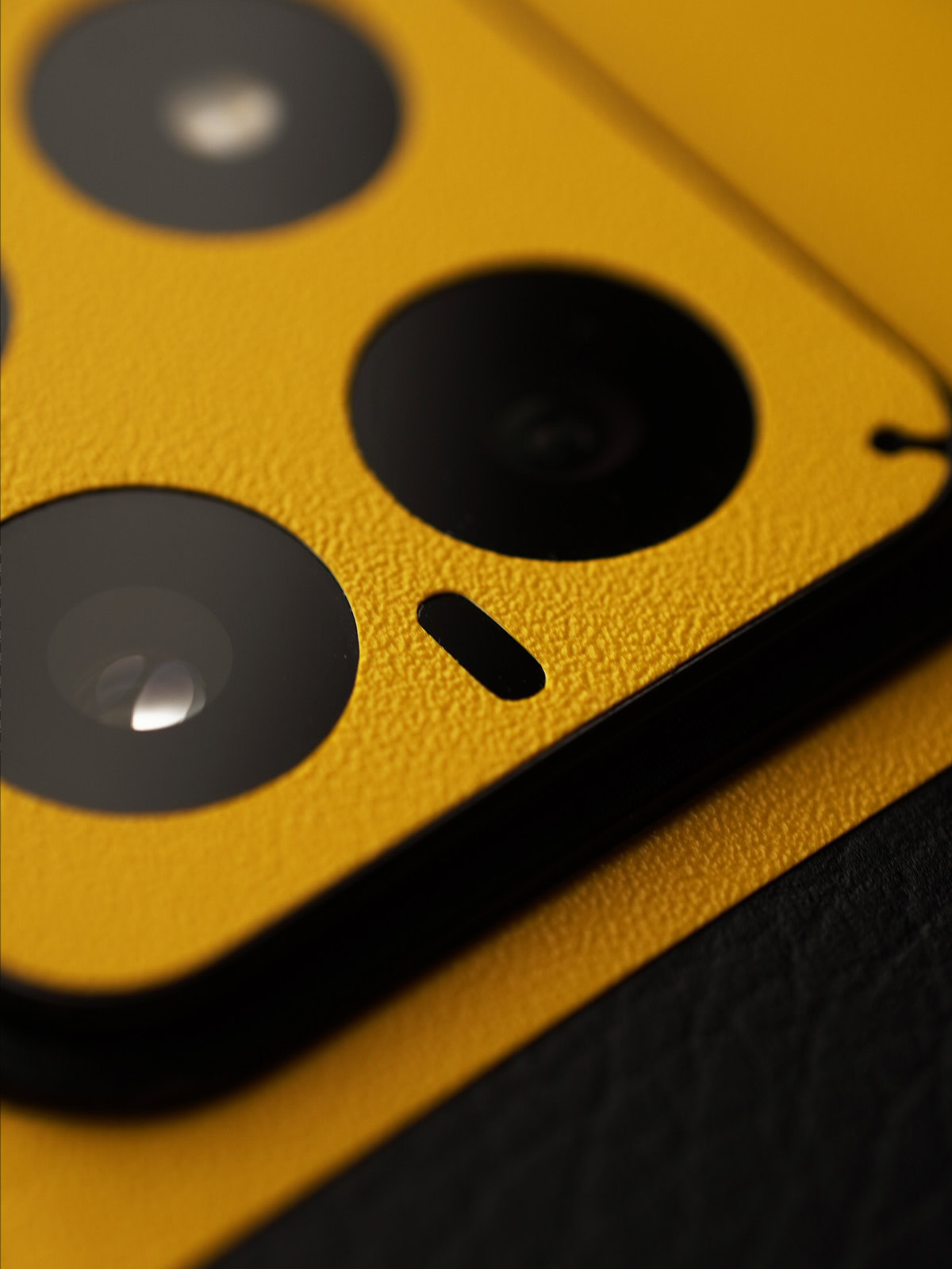Xiaomi 14T with sleek leather skin in black